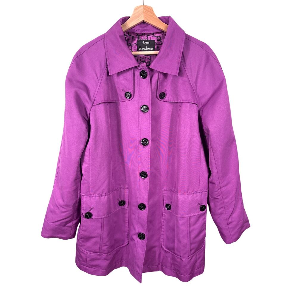 Dennis Basso Women's Large Purple Lined Coat Jacket